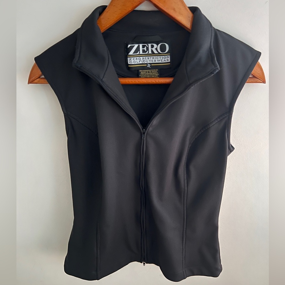 Zero Restriction Black Performance Golf Vest USA Made Full Zip Size S